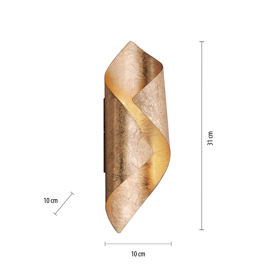 Schéma coté de l'applique : hauteur 31 cm, largeur et profondeur 10 cm.