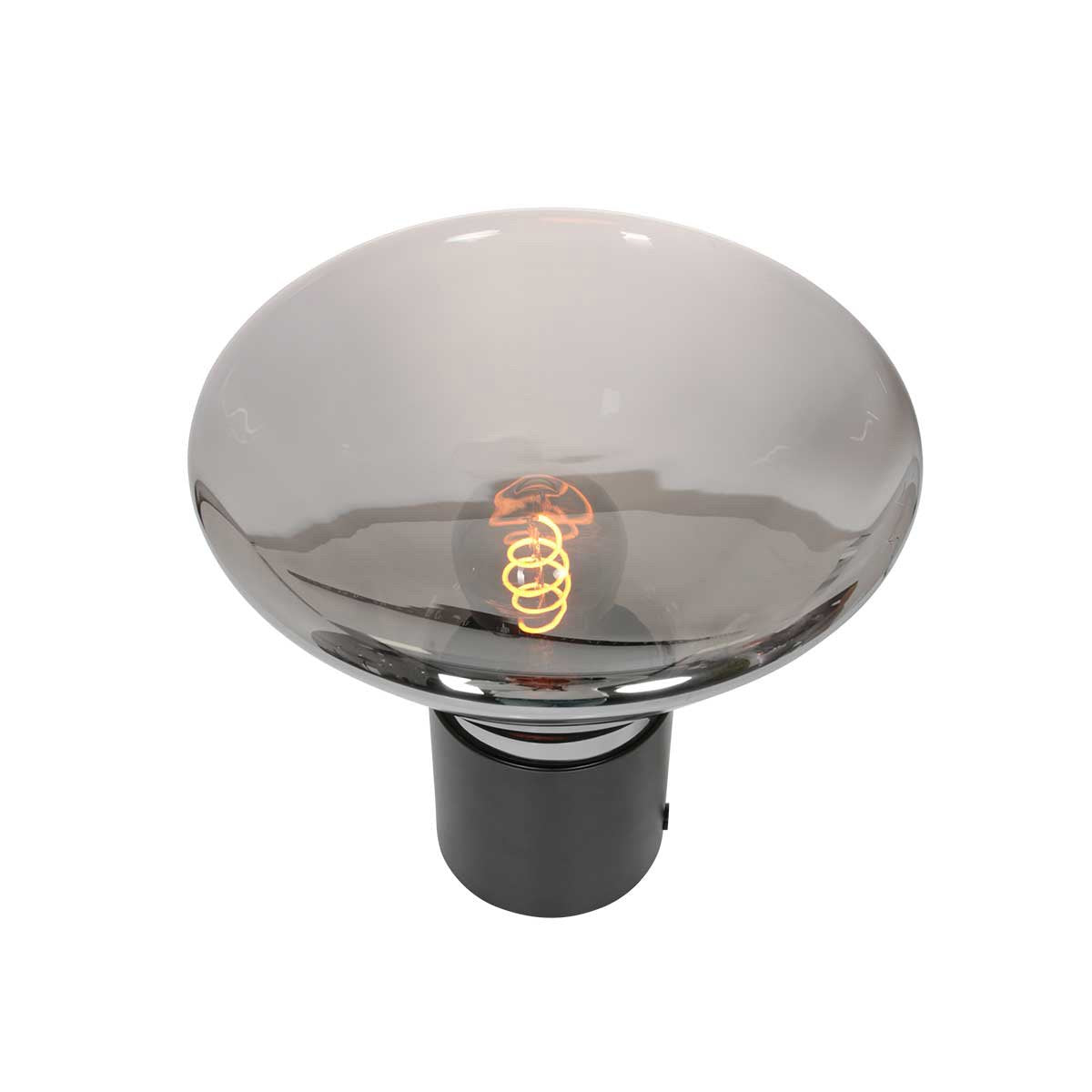 Vue de dessus montrant l'ouverture ronde du diffuseur et l'ampoule à filament spiralé