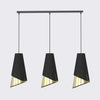 Suspension Moda 3 lumières noire, tissu doré