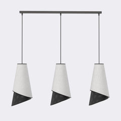 Suspension Moda 3 lumières noire, tissu gris