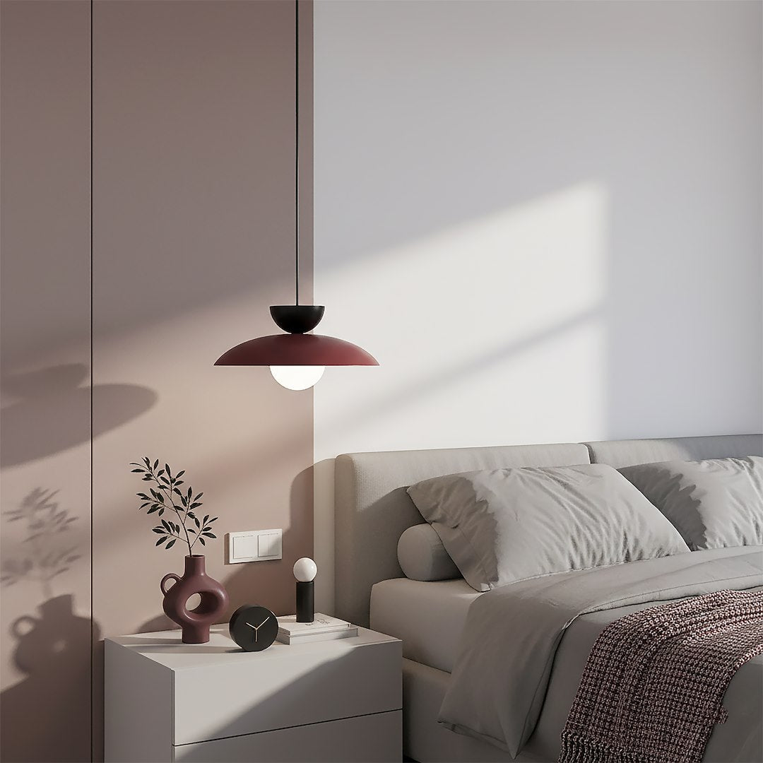 Suspension Mulan bordeaux, verre blanc