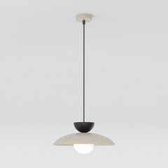 Suspension Mulan beige et noire, verre blanc