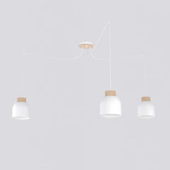 Suspension Kru 3 lumières blanche, bois