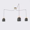 Suspension Kru 3 lumières noire, bois