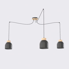 Suspension Kru 3 lumières noire, bois