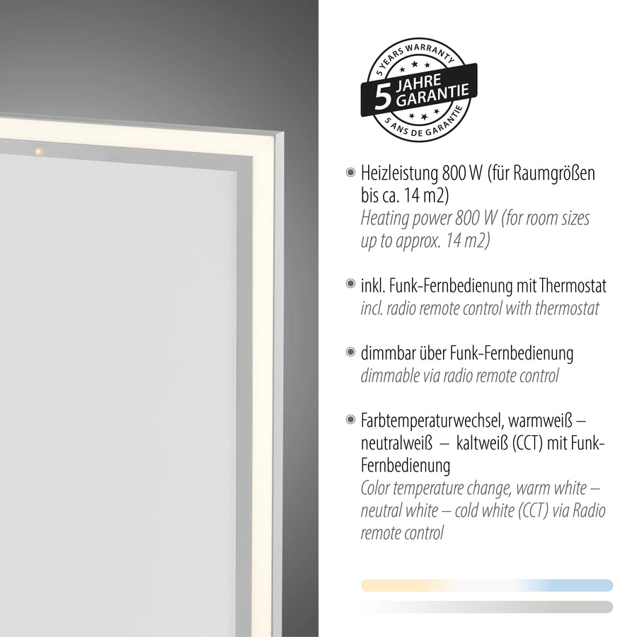 Gros plan du cadre avec pastille cinq ans de garantie et caractéristiques techniques.