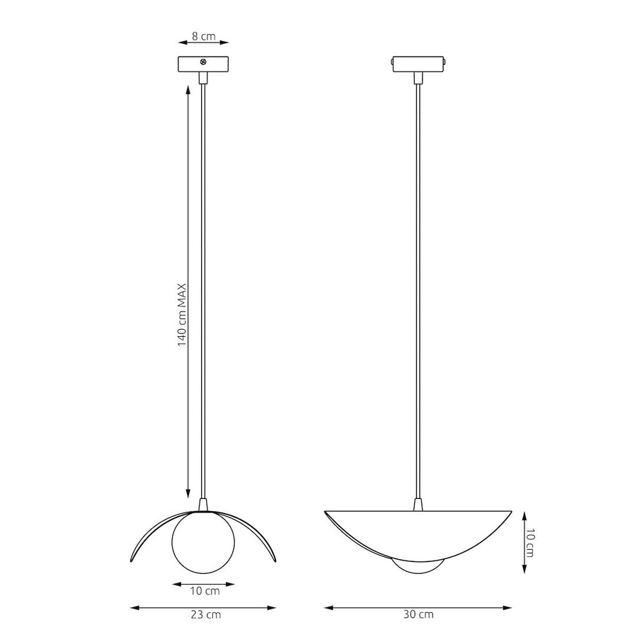 Suspension Ritual noire, verre blanc