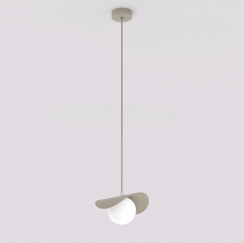Suspension Ritual beige, verre blanc, H 20 cm