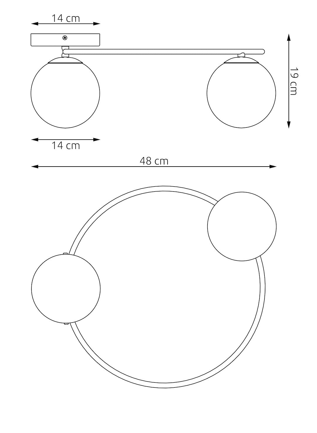Plafonnier Sopra 2 lumières beige, verre blanc