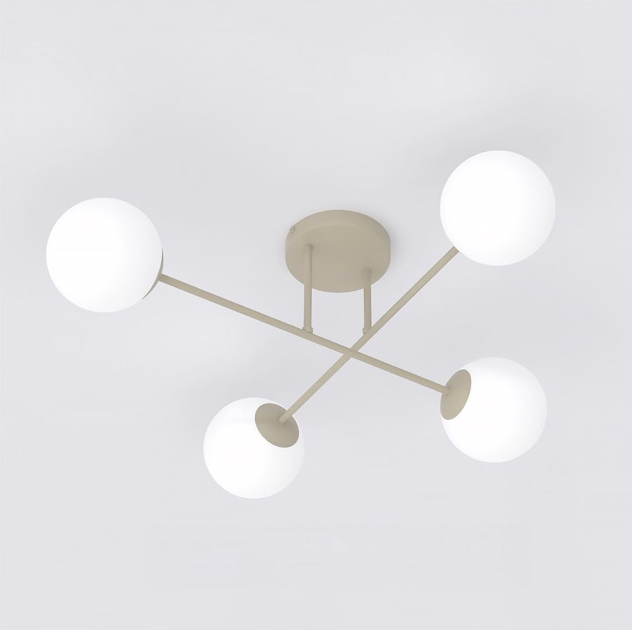 Plafonnier Roma 4 lumières beige, verre blanc