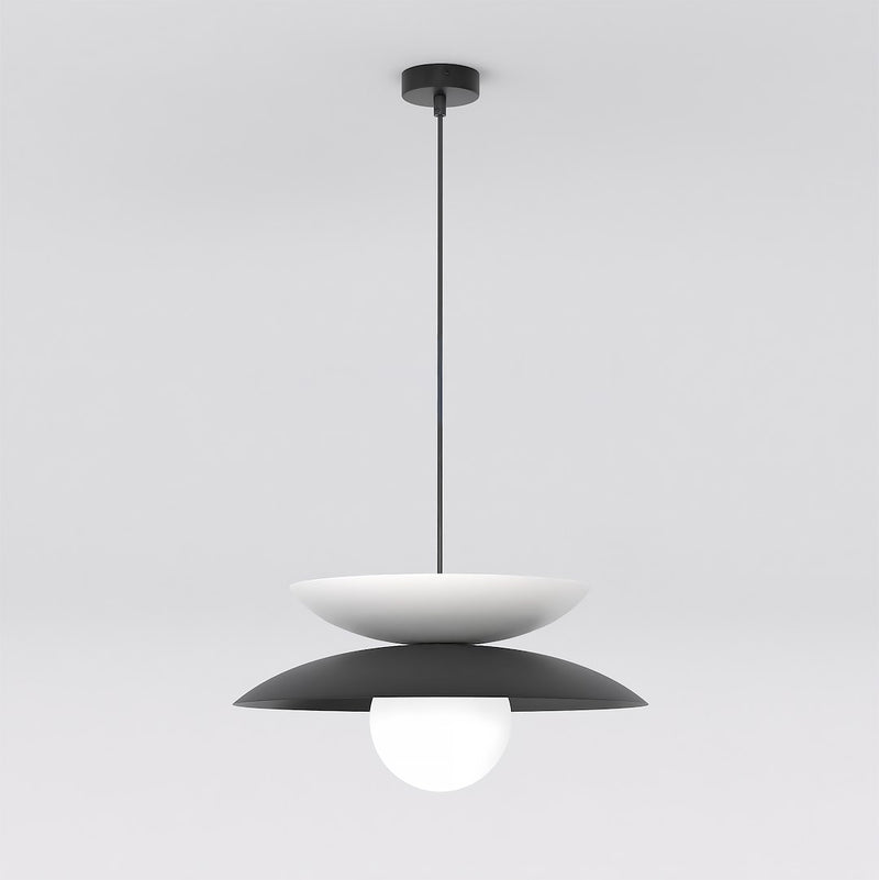 Suspension Nagoya noire, verre blanc