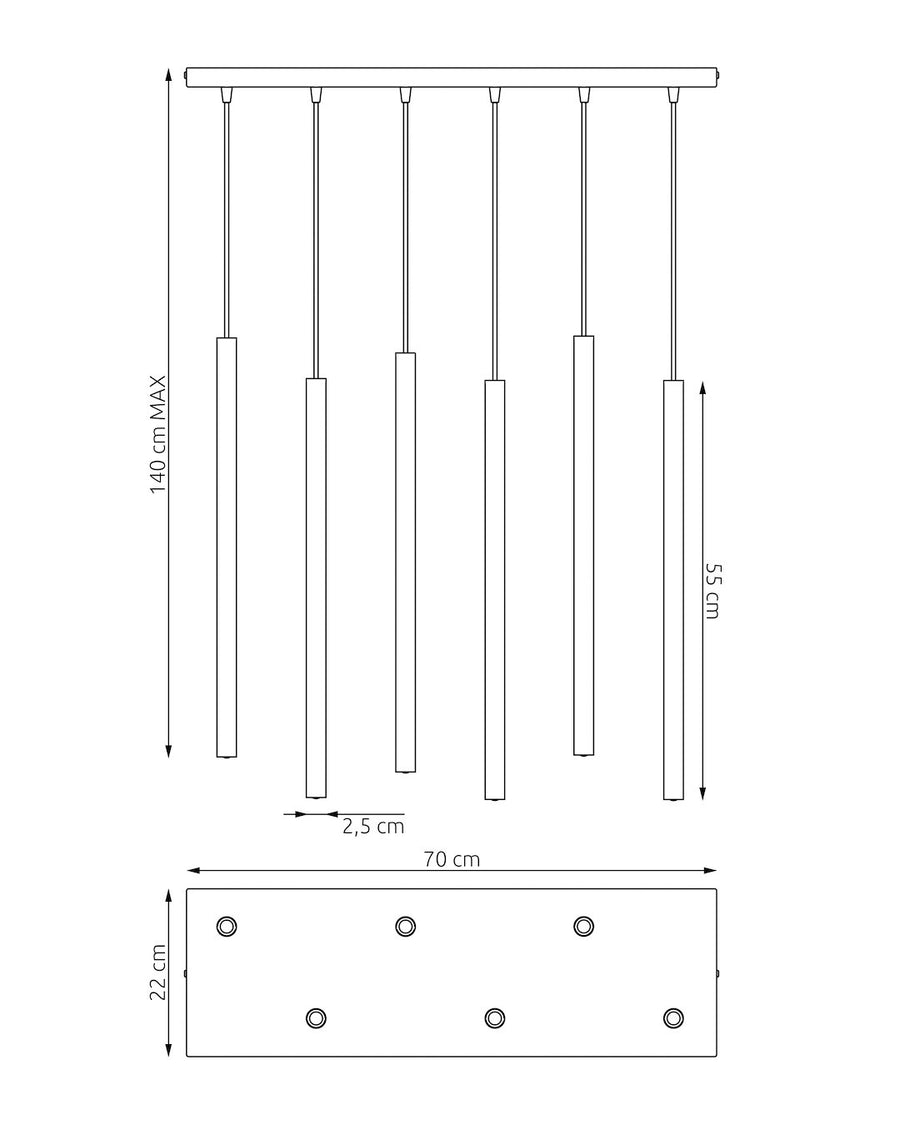Suspension Selter 6 lumières beige