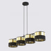 Suspension Lux 4 lumières noire, tissu doré