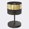 Lampe à poser Lux noire, tissu doré