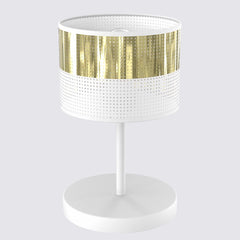 Lampe à poser Lux blanche, tissu doré