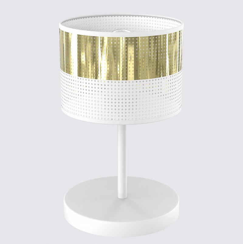 Lampe à poser Lux blanche, tissu doré