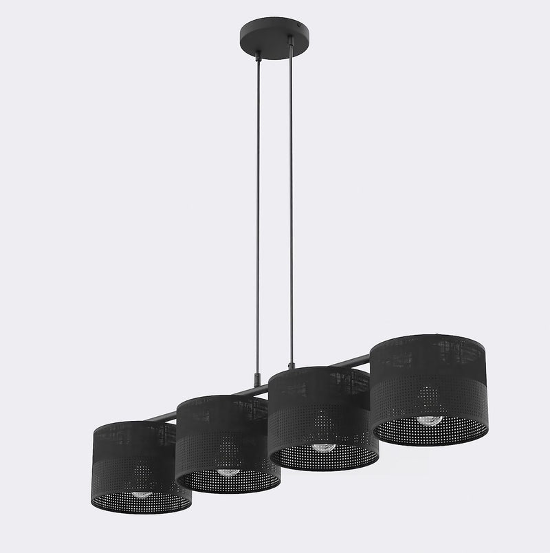 Suspension Karbon 4 lumières noire, tissu noir