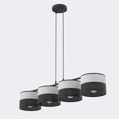 Suspension Karbon 4 lumières noire, tissu gris