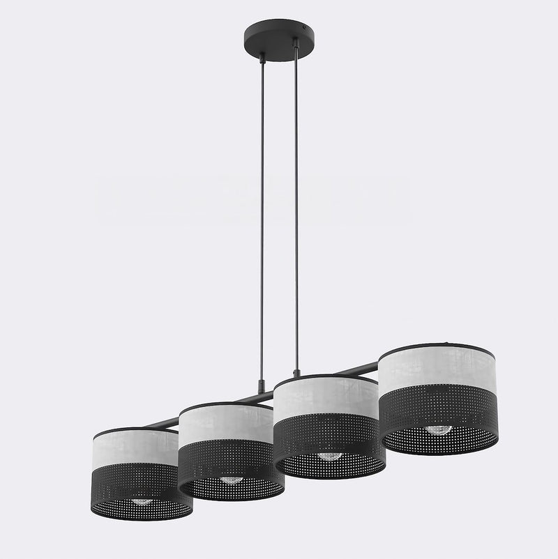 Suspension Karbon 4 lumières noire, tissu gris