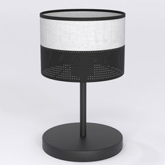 Lampe à poser Karbon noire, tissu gris