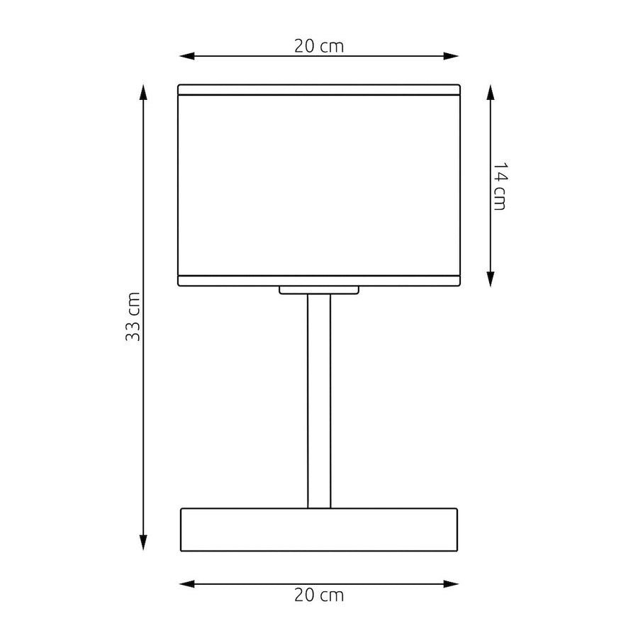 Schéma coté montrant les dimensions de la lampe, hauteur 33 cm