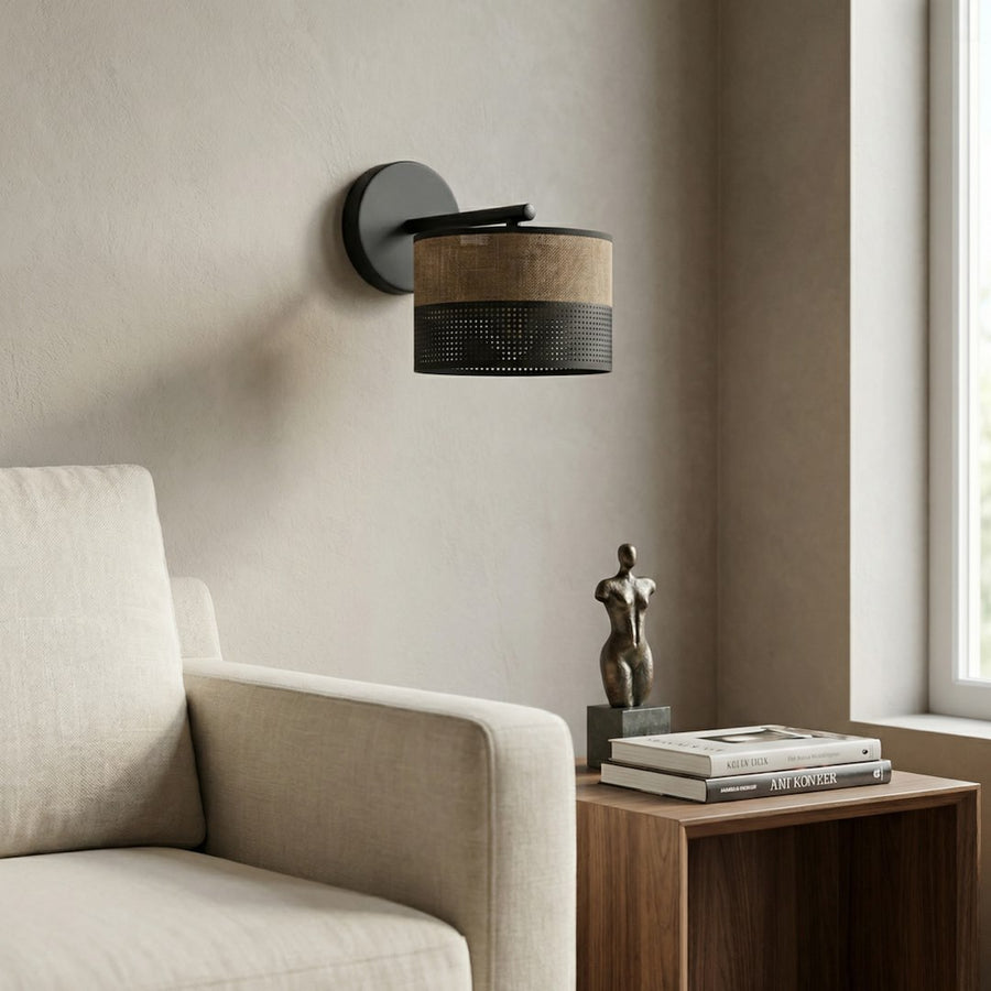 Applique murale Karbon noire, tissu marron