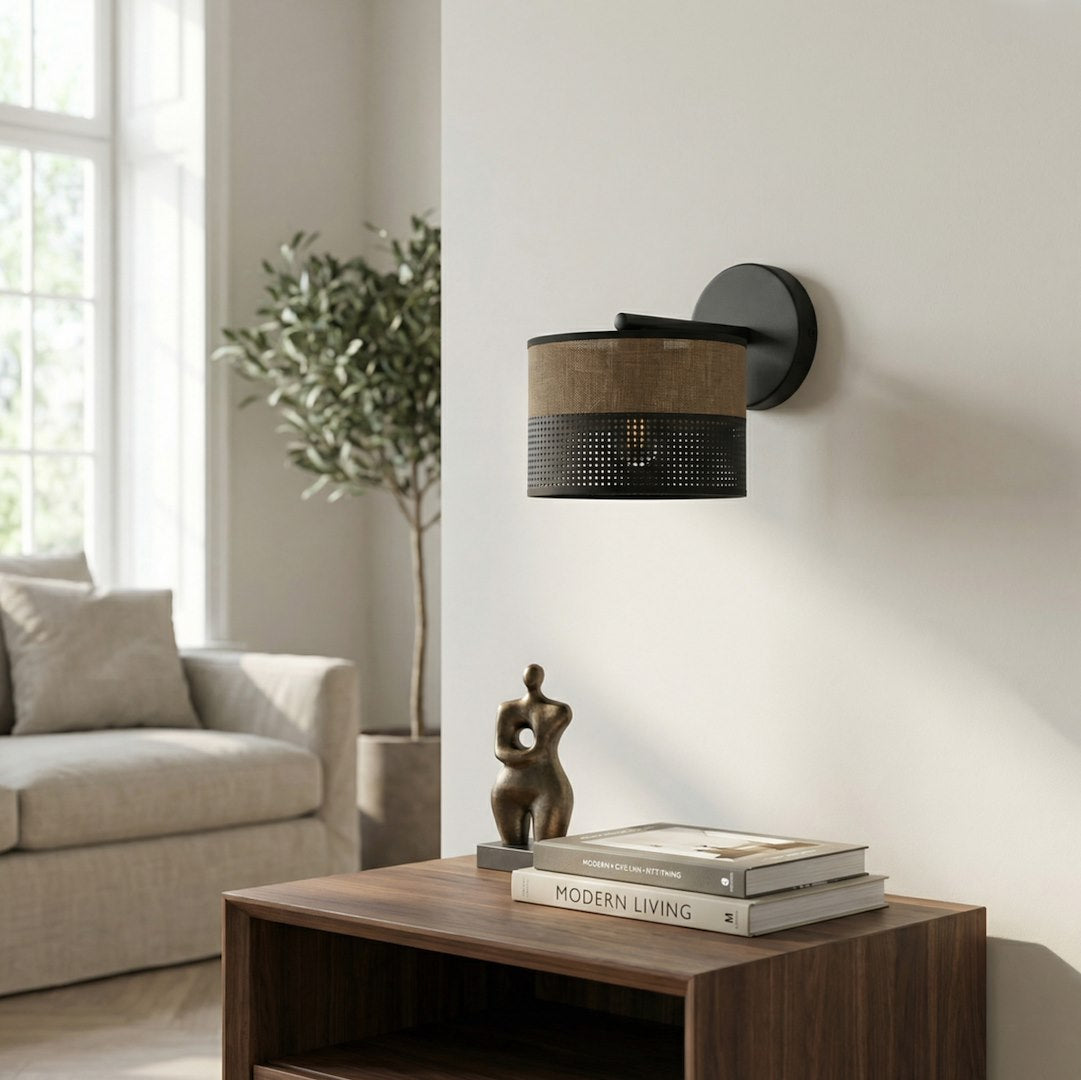 Applique murale Karbon noire, tissu marron