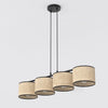Suspension Eco 4 lumières noire, rotin