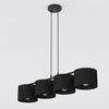 Suspension Eco 4 lumières noire, tissu noir