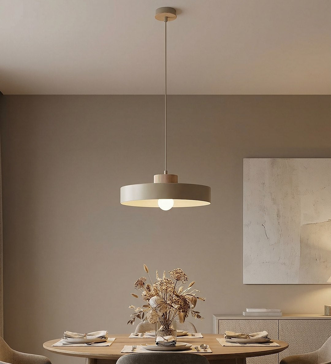 Suspension Kivi beige, bois, H 35 cm