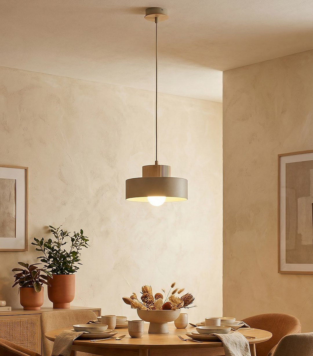 Suspension Kivi beige, bois, H 20 cm