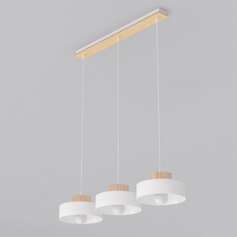 Suspension Kivi 3 lumières blanche, bois
