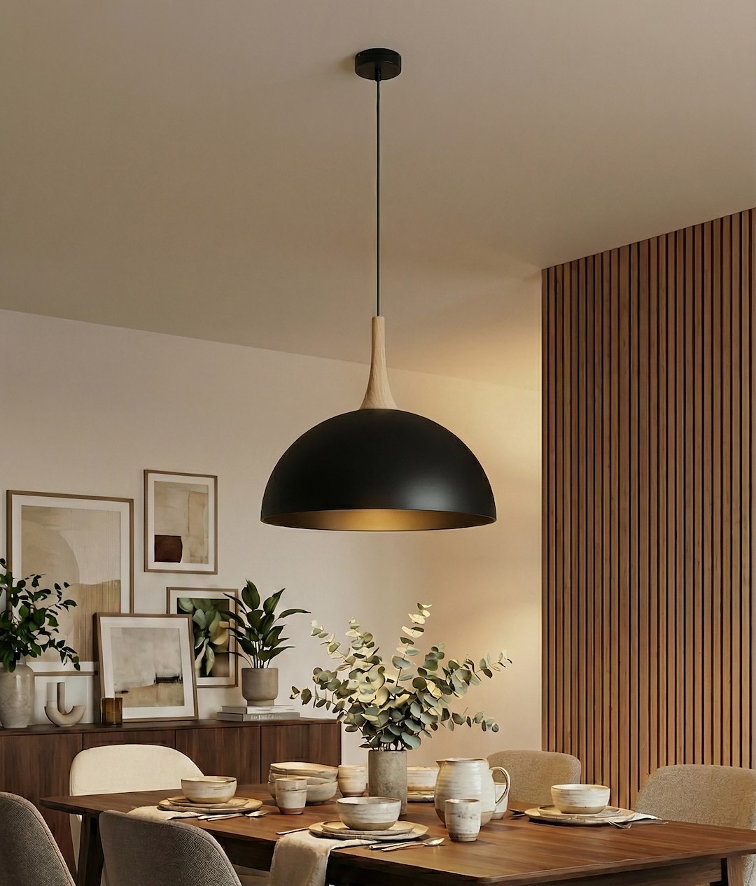 Suspension Nautica noire, bois, H 40 cm