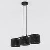 Suspension Lux 3 lumières noire, tissu noir, H 20 cm