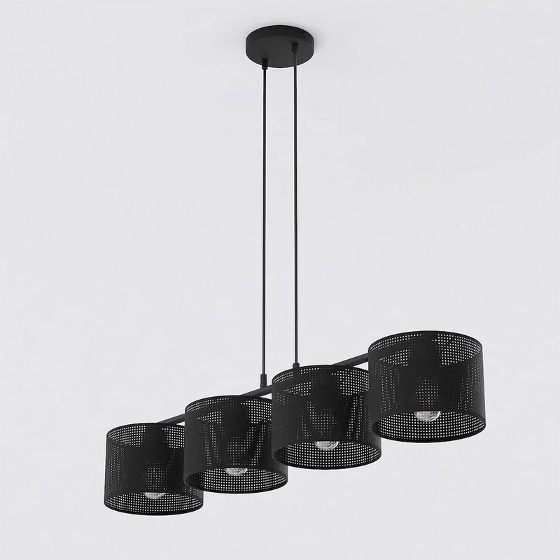 Suspension Lux 4 lumières noire, tissu noir