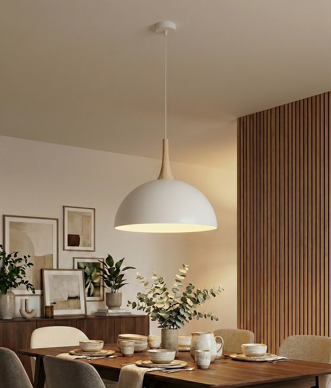 Suspension Nautica blanche, bois, H 40 cm