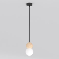 Suspension Loop noire, bois blanc