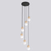 Suspension Loop 6 lumières noire, bois blanc