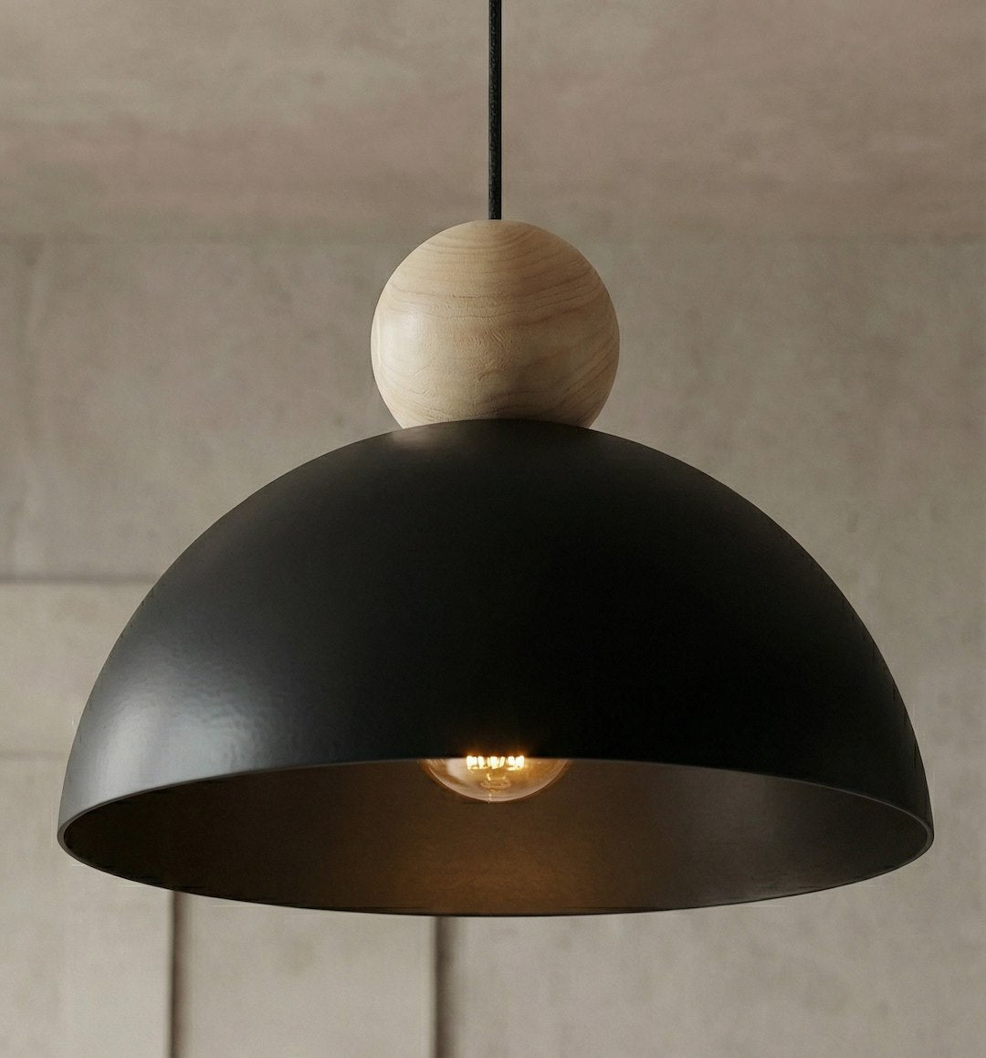 Suspension Kaki noire, bois, H 30 cm