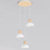 Suspension Kaki 3 lumières blanche, bois, H 41 cm
