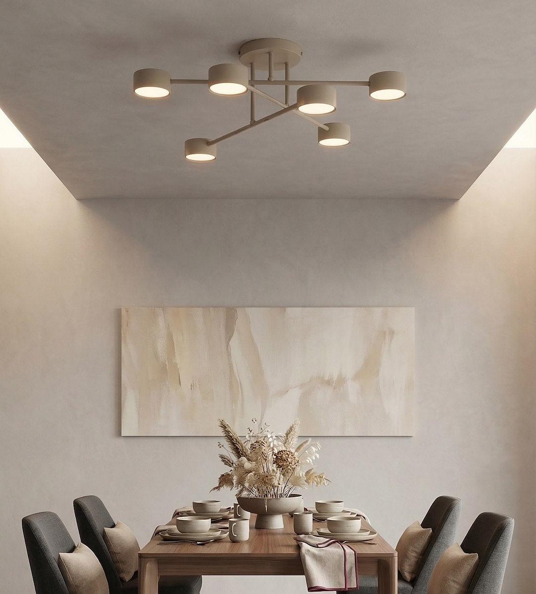 Plafonnier Halo 6 lumières beige