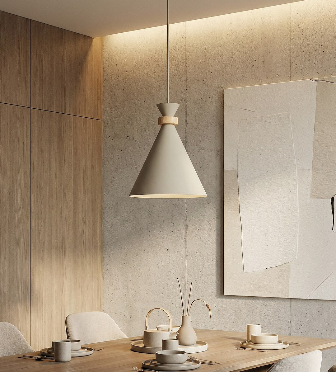 Suspension Zero beige, bois