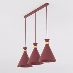 Suspension Zero 3 lumières bordeaux, bois