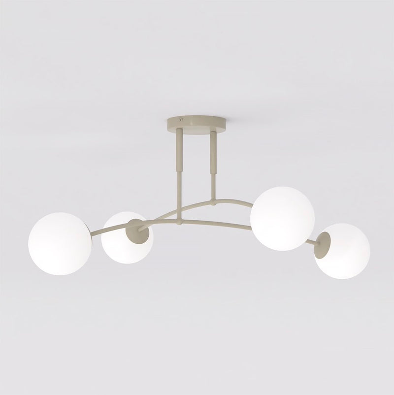 Plafonnier Pregos 4 lumières beige, verre blanc