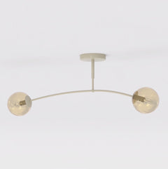 Plafonnier Pregos 2 lumières beige, verre ambré