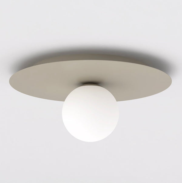 Plafonnier Solar beige, verre blanc
