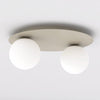 Plafonnier Solar 2 lumières beige, verre blanc