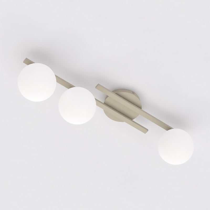 Plafonnier Kairo 3 lumières beige, verre blanc