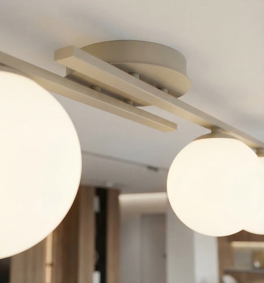 Plafonnier Kairo 3 lumières beige, verre blanc