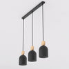 Suspension Mesi 3 lumières noire, bois, H 11 cm